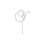 Elegant Y monogram letter cake topper with intricate swirl script design, crafted from Aluminum with a Natural Aluminum finish. Perfect for adding sophistication to cakes.